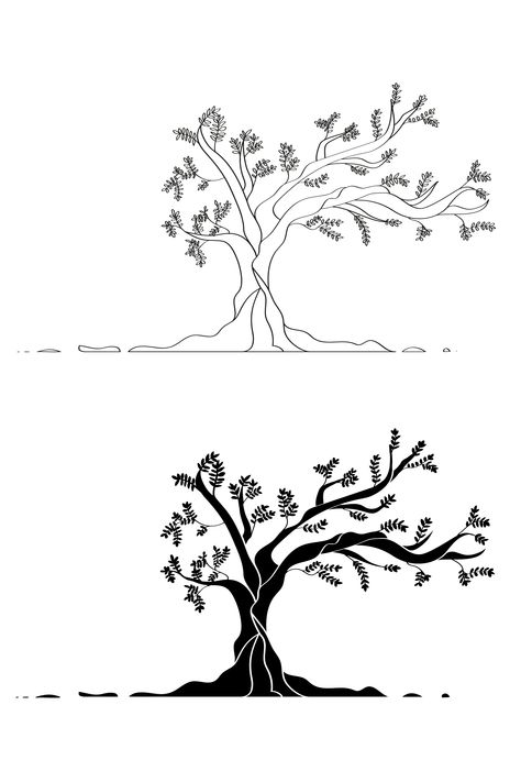 Olive Tree Simple Drawing, Olive Tree Line Art, Olive Tree Silhouette, Olive Tree Vector, Mediterranean Tattoo, Olive Tree Sketch, Olive Tree Illustration, Olive Tree Drawing, Olive Tree Tattoo