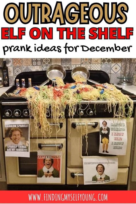 epic elf ideas Spaghetti Breakfast, Mischievous Elf On The Shelf, Elf On The Shelf Pranks, Elf Is Back Ideas, Thanksgiving Napkin Folds, Simple Thanksgiving Table Decor, Fireplace Tv Wall Decor, Griswold Christmas, Awesome Elf On The Shelf Ideas