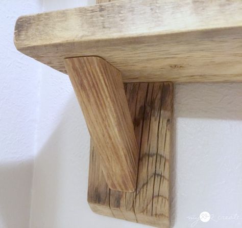 Diy Wooden Shelves, Wooden Shelf Brackets, Diy Shelf Brackets, Wood Shelf Brackets, Outdoor Shelves, Diy Wood Shelves, Making Goals, Wooden Brackets, Reclaimed Wood Shelves