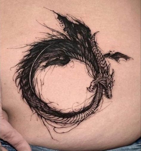 Ouroboros Dragon Tattoo, Dragon Circle Tattoo, Medevil Tattoo Designs, Ouroboros Tattoo Design, Ouroboros Tattoos, Dragon Ouroboros, Jormungandr Tattoo, Aura Tattoos, Dragon Tattoo Arm