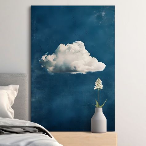 Is your decor feeling a bit...grounded? ☁️ Let's take it to new heights with ethereal vibes! The Ethereal Cloud Minimalist Canvas Art is here to transform your space into a dreamy escape ✨ This stunning piece isn't just wall art, it's a window to a world of soft hues and wispy textures. Imagine a delicate cloud formation floating across a calming canvas, inviting you to drift away and lose yourself in its serenity The minimalist design keeps things light and airy, allowing the ethereal beau... Clouds Art Painting, Calm Paintings, Minimalist Canvas Art, Cloud Art, Lose Yourself, Art Inspiration Painting, Painting Art Projects, Canvas Art Painting, House Inspiration