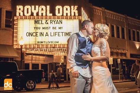 Movie Theater Wedding, Wedding Marquee, Music Themed Wedding, Theatre Wedding, Ann Arbor Wedding, Vintage Marquee, Music Theatre, Michigan Wedding Venues, Dance Event