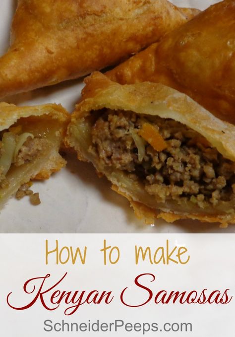 Kenyan samosas are one of those fun cultural foods that people just use what they have so there are many variations. These freeze well and my children love them! #samosa #freezerfood #healthysnacks Kenyan Samosa Recipe, Hamburger Meals, Cultural Foods, Fried Meat, Kenyan Food, Vegetable Pie, Quick Bites, Samosa Recipe, Tandoori Masala