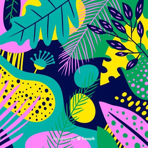 Flowers Vector Illustration, Flower Abstract Illustration, Tropical Illustration, Tropical Floral Pattern, Flowers Abstract, Free Vector Illustration, Art Tropical, Illustration Watercolor, Arte Inspo