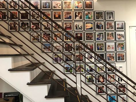 The perfect space for all the memories! Wow, this is stunning! �🤩 Thank you mrs.carriemurphy on IG for sharing your breathtaking display! 💝 Stairway Decor Ideas, Family Photos Wall Decor, Gallery Wall Staircase, Stairway Decorating, Picture Tiles, Basement Inspiration, Gallery Wall Layout, Memory Wall, Family Photo Wall