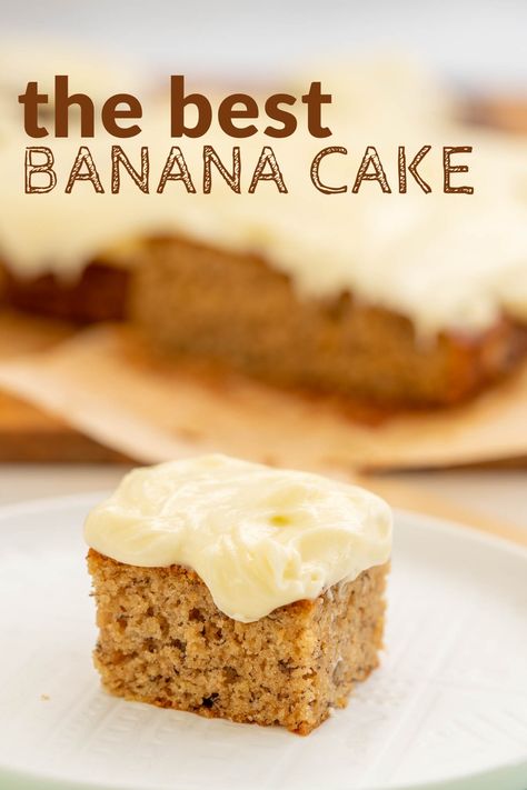 Banana Cake With Icing, Icing For Banana Cake, Banana Cake Icing, Banana Cake Recipe Moist, Recipe For Banana Cake, Barbie Cake Designs, The Best Banana Cake, Lemon Cream Cheese Icing, Easy Banana Cake