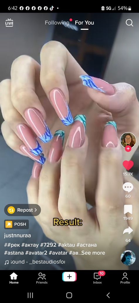 Avatar Way Of Water Nails, Avatar Nails Art, Avatar Nails, Water Nail Art, Revenge Body, Minimalist Nail, Water Nails, Avatar The Way Of Water, Minimalist Nail Art