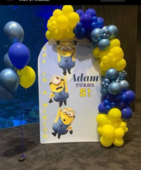 Minion Themed Birthday Party Decorations, Minions Backdrop, Minions Themed Birthday Party, Minion Themed Birthday Party, Minions Birthday Party Decorations, Minion Party Decorations, Minion Balloons, Minions Birthday Theme, Minion Decorations