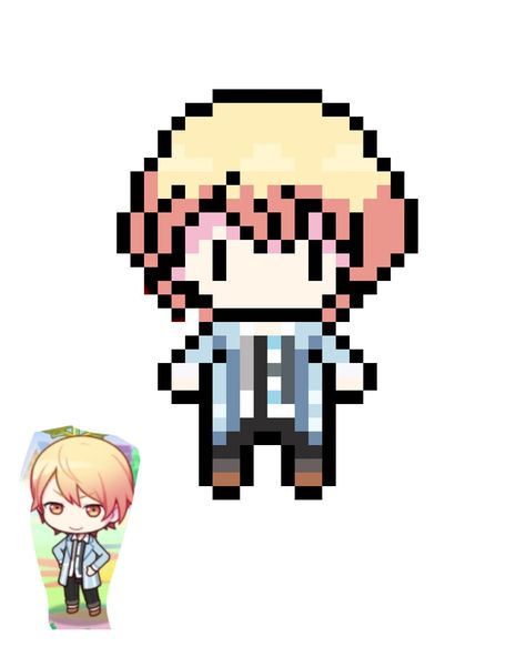 tsukasa as a pixel?! (I tried ok.) Project Sekai Pixel Art Grid, Vocaloid Pixel Art Grid, Pjsk Perler Beads, Pjsk Pixel Art, Project Sekai Perler Beads, Project Sekai Pixel Art, Vocaloid Pixel Art, Kawaii Cross Stitch, Paper Doll Printable Templates