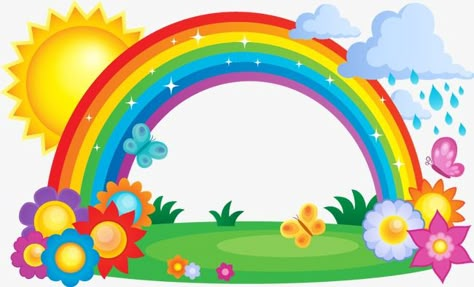 Rainbow Drawing, Rainbow Images, Rainbow Pictures, School Wall Art, Rainbow Png, Sun And Clouds, Rainbow Light, Rainbow Theme, Rainbow Cloud