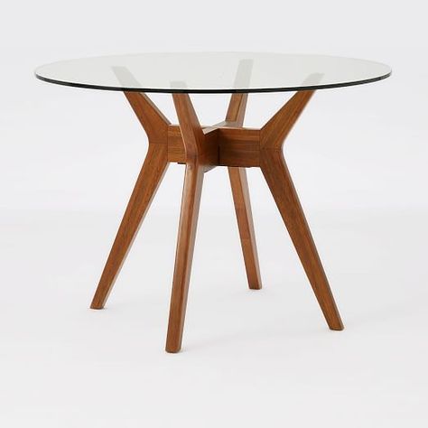 Jensen Round Dining Table | west elm West Elm Dining Table, Apt Decor, Round Marble Dining Table, Glass Round Dining Table, Walnut Dining Chair, Contemporary Dining Table, Expandable Dining Table, Marble Dining, Pedestal Dining Table