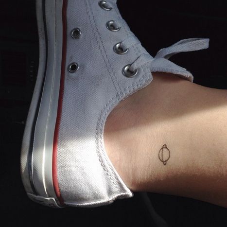 Cute Ankle Tattoos, Small Dog Tattoos, Saturn Tattoo, Tiny Planet, Tattoo Tiny, Simple Tattoos For Guys, Universe Tattoo, Aquarius Tattoo, Planet Tattoos