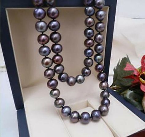 20 inch AAA 9-10 MM SOUTH SEA Tahitian black blue PEARL NECKLACE 925silver GOLD _ - AliExpress Mobile