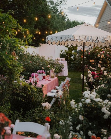 Rose Lane Garden | You can’t go wrong having a party in a garden🧚🌸✨💖 Imagine your intimate event photo album looking something like this!… | Instagram Colorful Garden Party Wedding, Garden Party Hens, Vintage Garden Party Wedding, Garden Cocktail Party, Rose Garden Party, Formal Garden Party, Pink Garden Party, Backyard Garden Party, Garden Engagement Party