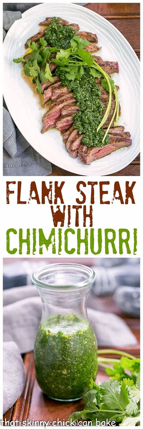 Grilled Flank Steak with Chimichurri Sauce | A fabulous, spicy herb topping for your beef! @lizzydo Keto Sides For Steak, Keto Steak Salad, Grilled Flank Steak With Chimichurri, Keto Suppers, Flank Steak With Chimichurri Sauce, Mirror Motivation, Flank Steak With Chimichurri, Flank Steak Chimichurri, Keto Steak