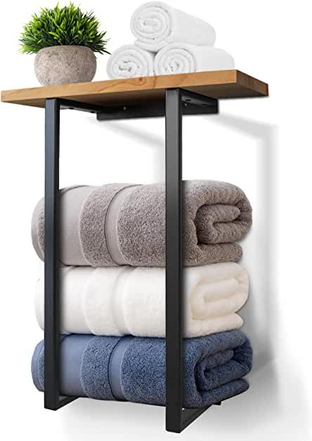 Amazon.com.au: Small Bathroom Organization Towel Racks For Bathroom, Small Bathroom Shelves, Metal Towel Racks, Wall Towel Racks, Beautiful Bathroom Decor, Wall Mounted Towel Holder, Wall Mounted Towel Rack, Small Bathroom Organization, Towel Shelf