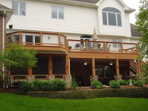 Patio Under Decks, Second Story Deck, Under Deck, Screened In Deck, Building A Porch, Patio Deck Designs, Under Decks, House Deck, Decks Backyard