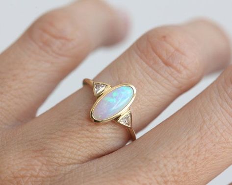 Opal Ring Engagement, Wedding Ring Diamond, Australian Opal Ring, Opal Diamond Ring, Blue Engagement Ring, Ring Rosegold, Opal Engagement, Engagement Rings Opal, 18k Gold Ring