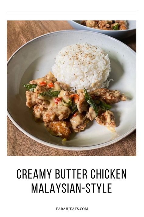 This Malaysian style creamy butter chicken is crispy, spicy, and delicious. Especially when eaten with white rice or with bread! Many of you might not be familiar with this style of butter chicken, but it's definitely a popular one in Malaysia. Give it a try and you'll be amazed. [easy Asian recipes, chicken main dishes, easy dinner recipes, rice recipes side dishes dinner, easy things to make for dinner] Malaysian Butter Chicken, Rice Recipes Side Dishes, Easy Dinner Recipes Rice, Asian Recipes Chicken, Dinner Recipes Rice, Side Dishes Dinner, Things To Make For Dinner, Rice Recipes Side, Creamy Butter Chicken