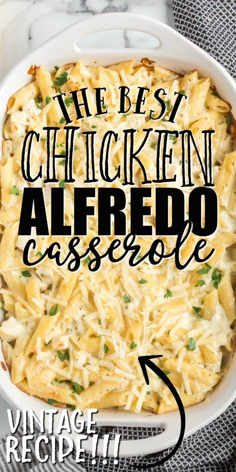 Chicken Alfredo Shredded Chicken, Baked Chicken Fettucini Alfredo, Cheesy Chicken Pasta Bake Recipes, Loaded Chicken Alfredo Casserole, Three Cheese Chicken Alfredo Bake, One Pan Chicken Alfredo Pasta Bake, Alfredo Casserole Recipes Chicken, Chicken And Half And Half Recipes, Chicken Alfredo Bake For A Crowd