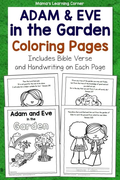 Adam and Eve in the Garden Coloring Pages - Mamas Learning Corner Adam And Eve Craft, 10 Plagues, Christian Classroom, Ten Plagues, Learning Corner, Garden Coloring, Garden Coloring Pages, Preschool Bible, Bible Study For Kids