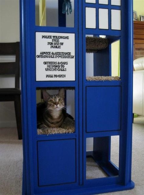 Best cat bed/house ever Second Doctor, The Tardis, Doctor Who Tardis, Geek Decor, Police Box, Tree Images, Wibbly Wobbly Timey Wimey Stuff, Animal Habitats, Timey Wimey Stuff