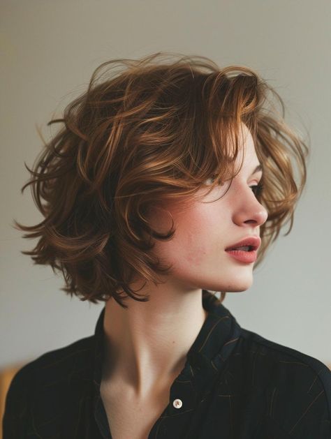 Best Haircuts for Fine Hair - Trendy Styles and Tips Short Curly Hair Ear Length, Short Hair Layers Face Framing, Short Curly Womens Hair, Short Curly Haircuts Fine Hair, Thick Wavy Short Haircuts, Women In 30s, Emily Browning Hair, Cute Curls For Short Hair, Womens Haircuts Short