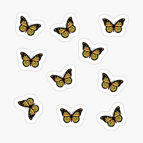 Yellow Orange Butterfly, Hydro Stickers, Orange Butterfly, Sticker Template, Yellow Butterfly, Digital Journal, Butterfly Pattern, Printable Stickers, Yellow Orange