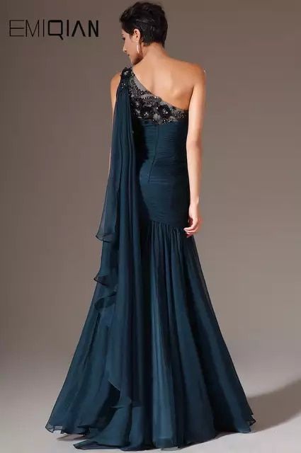 Evening Gowns One Shoulder, Blue One Shoulder Evening Dress, Black Evening Dresses Long, Mermaid Evening Gown, Gaun Fashion, Evening Party Gowns, Chiffon Evening Dresses, Blue Gown, Special Dresses