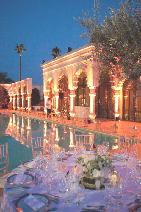 Moroccan Wedding Decor, Pool Wedding Decorations, Bride Decoration, Classic Reception, Pool Wedding, Rustic Wedding Decorations, Event Agency, Ring Ceremony, Dream Wedding Decorations