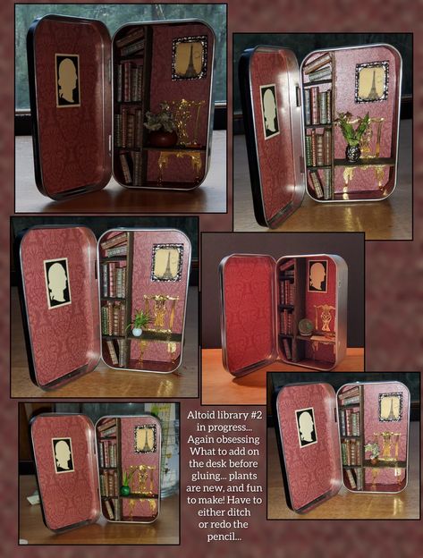 Altoid tin library #2 Decorated Altoid Tins, Altoids Wallets, Mint Tin Crafts, Altoids Wallet, Wallet Ideas, Tin Crafts, Altoid Tin, Altoids Tins, Feather Pen