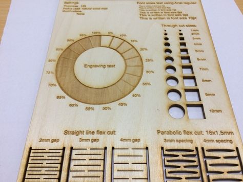 K40 Laser Cut Settings Template This looks like an incredibly handy tool to have for a new laser. I'm going to make one of these right off the bat. Kerf Bending, 3d Printing Toys, Woodworking Tools Workshop, Laser Projects, Laser Engraved Ideas, Wood Card, 3d Printing Projects, Laser Art, Cnc Projects