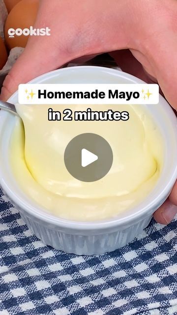 Cookist Wow on Instagram: "✨ HOMEMADE MAYO ✨
You only need a hand blender and a few ingredients to make a creamy mayonnaise in 2 minutes! 😍 Save this recipe:

👉INGREDIENTS
1 egg
210ml vegetable oil
salt
white vinegar
lemon juice

👉METHOD
1. Blend all the ingredients for 2 minutes! 
2. Store in a sealed container in the refrigerator for up to 4/6 days! 

Will you try it? 👇

#cookistwow #cookistrecipes #recipes #easyrecipes #fun #quick #delicious #appetizer #homemade" Egg Mayonnaise Recipe, How To Make Mayo, Homemade Mayonnaise Recipe, Egg Mayonnaise, Homemade Mayo, Mayonnaise Recipe, Soy Oil, Homemade Mayonnaise, Hand Blender