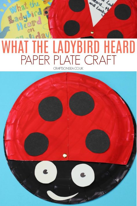 what the ladybird heard paper plate craft and literacy activity #kidscrafts What The Ladybird Heard Activities, What The Ladybird Heard, Minibeasts Activities, Eyfs Ideas, Story Crafts, Insects Preschool, Paper Plate Craft, Story Sack, Eyfs Classroom