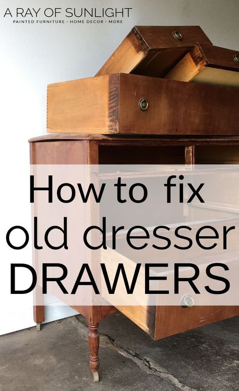 Dresser Drawer Slides, Old Dresser Drawers, Architecture Antique, Furniture Fix, Old Drawers, Dresser Drawer, Furniture Rehab, Old Dressers, Furniture Repair