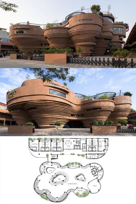 Bat Trang Ceramic Community House Visitor Center Architecture, Bookstore Design, Community House, Basement Floor Plans, Community Housing, Mall Design, Geometric Architecture, Mix Use Building, Architecture Board