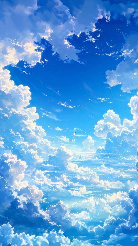 1366x768 Wallpaper Hd, Blue Sky Wallpaper, Sky Anime, Dreamy Artwork, Dreamy Landscapes, Cloud Wallpaper, Cool Wallpapers Art, Fantasy Art Landscapes, 판타지 아트