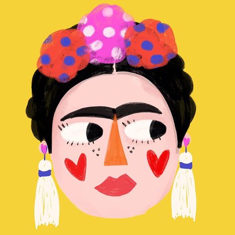 Frida Inspired Art, Frida Khalo Inspired Art, Cartoon Frida Kahlo, Frida Kahlo Cartoon, Frida Kahlo Collage Art, Frida Kahlo Illustration Minimal, Positive Art, Deep Art, Animal Doodles