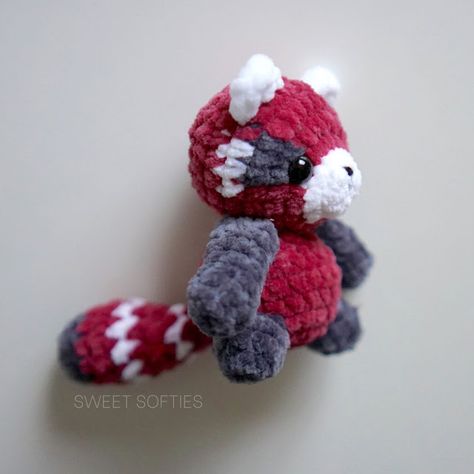 Pocket Red Panda · Amigurumi Crochet Pattern - Sweet Softies Red Crochet Animals, Red Panda Crochet, Crochet Red Panda, Red Panda Crochet Free Pattern, Red Panda Sewing Pattern, Crochet Red Panda Pattern, Red Panda Crochet Hat, Baby Stuffed Animals, Crochet Panda