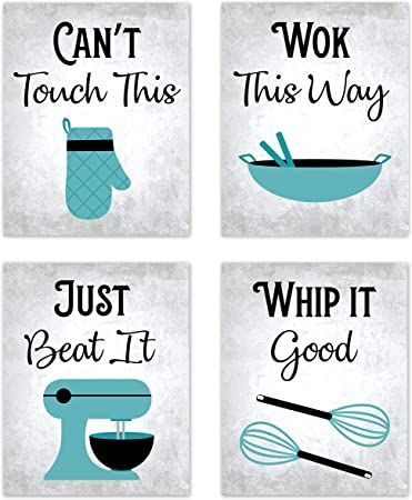 Baking Prints, Wall Art Dining Room, Teal Kitchen Decor, Cafe And Restaurant, Art Dining Room, Teal Kitchen, Turquoise Decor, Words Prints, Grey Art