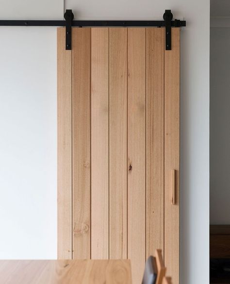 Door For Hallway, Shiplap Vertical, Small Beach House Interior, Small Beach Houses, Wooden Sliding Doors, Scandi Interiors, Pantry Remodel, Gym Room At Home, Timber Door