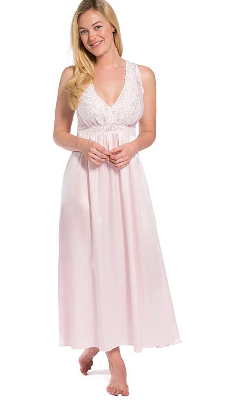 Fishers Finery Women's 100% Silk Long Vintage Lace Nightgown Fishers Finery Women's 100% Silk Long Vintage Lace Nightgown blush pink full length maxi nightgown silk with lace bodice. Sleeveless maxi silk nightgown. Pretty Nightgowns, Pink Tube Dress, Long Silk Nightgown, Beautiful Nightgown, Sleeping Dress, Cute Pajama, Long Nightgown, Silk Nightgown, Sleepwear Fashion