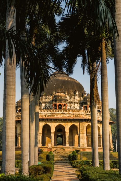 Lodhi Garden or Lodi Garden in Delhi displays India's rich history and culture; the beautiful garden located in the heart of Delhi city covers an area of over 90 acres known for its lush greenery, serene atmosphere, and great historical monuments which are great examples of Indo-Islamic architecture 😍 Indo Islamic Architecture, Lodi Garden, Lodhi Garden, Monument In India, Islamic City, Delhi City, Famous Monuments, Adventure Travel Explore, Instagram Photo Editing