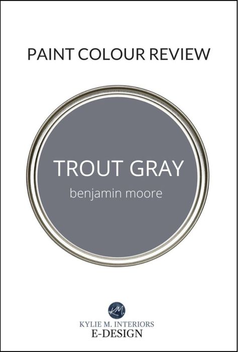 Bm Trout Gray, Trout Grey Benjamin Moore, Trout Gray Benjamin Moore, Benjamin Moore Anchor Gray, Benjamin Moore Trout Gray, Dark Gray Paint Colors, Benjamin Moore Bathroom, Navy Blue Paint Colors, Kylie M Interiors