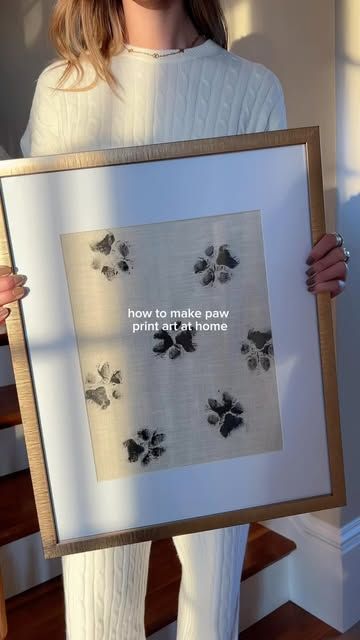 lydia bielfeldt on Instagram: "PAW PRINT ART MATERIALS 🐾  - frame with border  - washable fabric paint - cloth of choice  now I’ll always have a piece of her in my home" Art By Dogs, Diy Dog Painting, Dog Paw Print Craft Paint, Dog Print Art Diy, Dog Paw Prints Art, Dog Paw Print Painting, Paw Print Art Ideas, Dog Paw Painting Ideas, Paw Print Painting Ideas