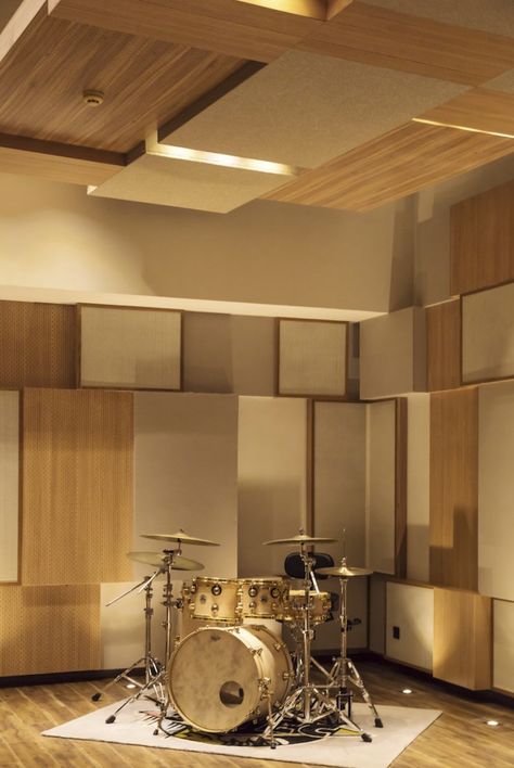 Ceiling Paneling, Drum Studio, Studio Room Design, Recording Room, Drums Studio, Studio Foam, Ideas Terraza, Music Room Design, Drum Room