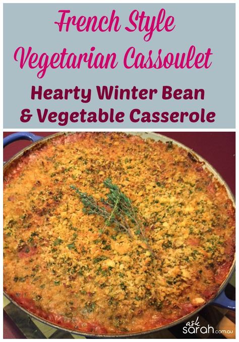 Vegetarian Cassoulet Recipe, Vegetarian Cassoulet, Cassoulet Recipe, Beans Vegetable, Vegetarian Casserole, Vegetarian Crockpot Recipes, Meatless Monday Recipes, Low Calorie Dinners, Vegetable Casserole