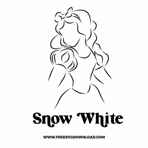 Snow White Svg Free, Ariel Svg Free, Disney Cricut Projects, Princess Outline, Disney Shirt Svg, Disney Princess Outline, Snow White Svg, Snow White Tattoos, Free Disney Svg Files