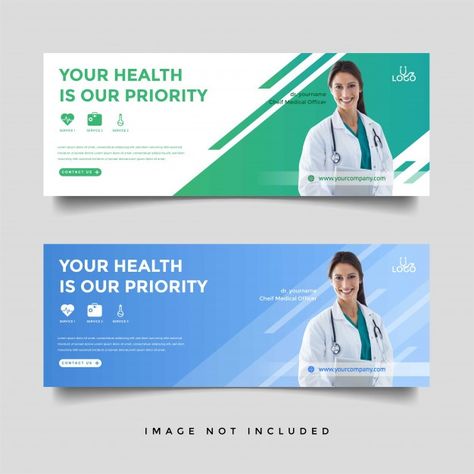 Healthcare Website Slider, Ads Social Media, Birthday Banner Template, Free Cover Letter, Create A Banner, Medical Posters, Social Media Kit, Header Design, Cover Letter Example