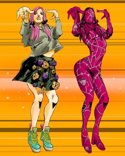 Jojo X Gucci, Jojo's Official Art, Jojo's Bizarre Adventure Poses, Jojo Poses With Stand, Jojo's Bizarre Adventure Official Art, Jojo Art Araki, Araki Hirohiko Art, Europop Aesthetic, Soft And Wet Jojo